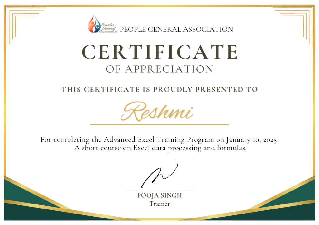 green and gold elegant certificate of appreciation a4